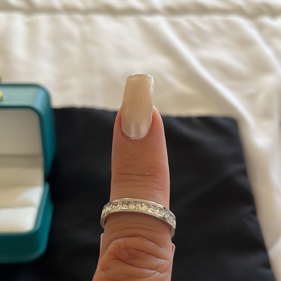 Moissanite Solitaire Diamond w/ Eternity Band - Picture 5 of 9